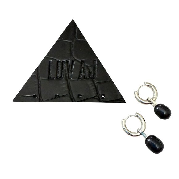 NOC Luv AJ Blue Pearl Amalfi Huggies Earrings Silver 2 in 1 Freshwater Pearl - Picture 2 of 15